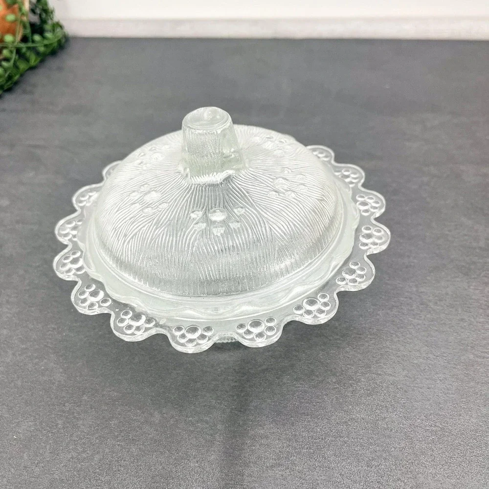 Vintage Indiana Glass Candy Dish – Clear Depression Glass, Lidded Cannister